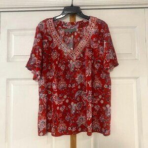 NWT - Berkley Jensen Women's Floral Blouse - Sz XXL